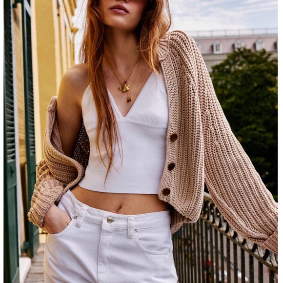 BEST Free People Sweet Nothing Cardi - Sandcastle Tan Beige Knit - Picture 1 of 8